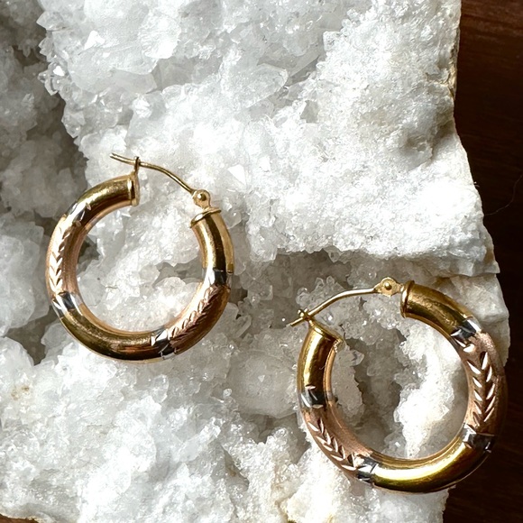 Jared tricolor 14k gold earrings - Picture 3 of 5